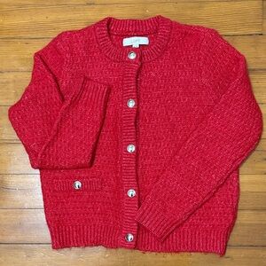 LOFT Vibrant Red Knit Cardigan
